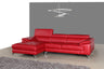 A973B Premium Italian Leather Sectional Left Facing Chaise in Red