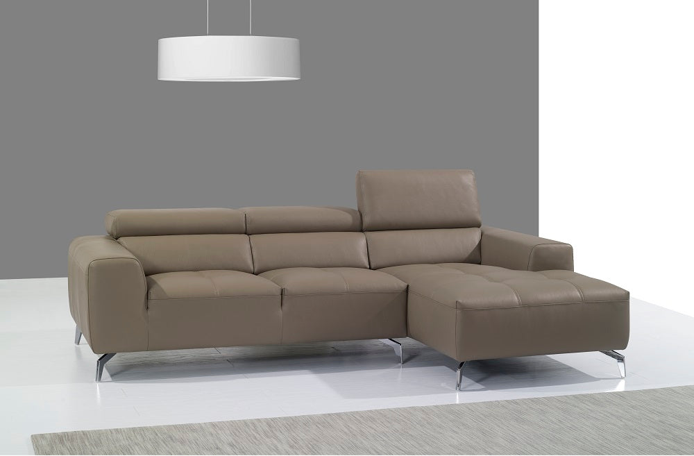 A978B Italian Leather Sectional Right Facing Chaise in Burlywood