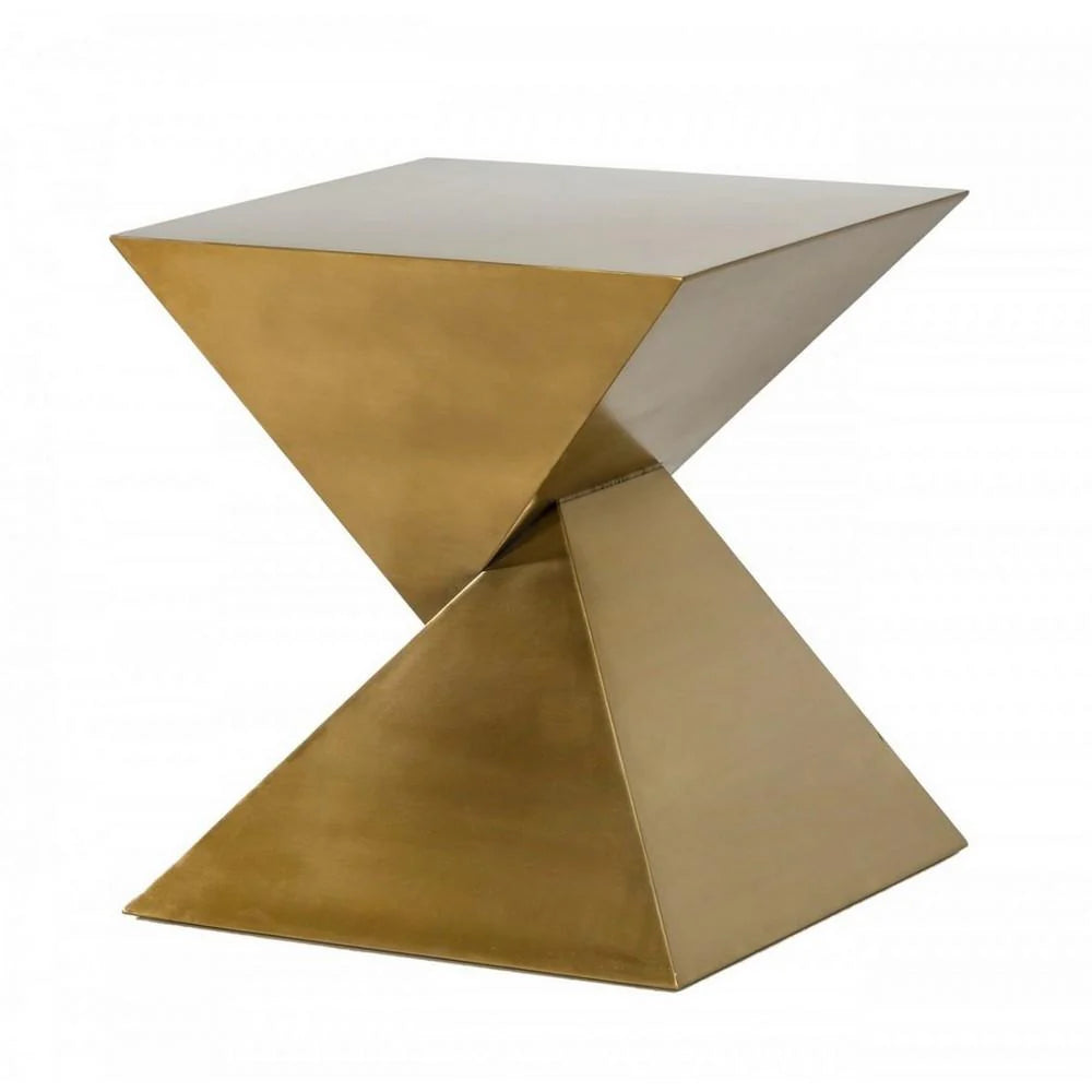 Geometric Gold Metal Accent Table