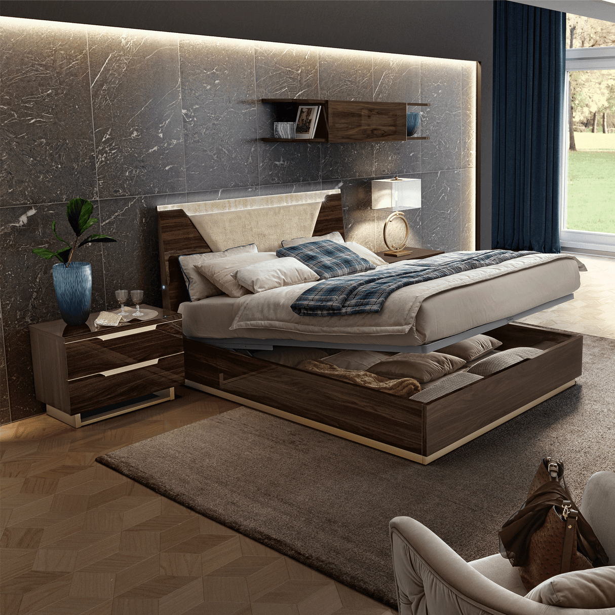 Modum Smart Bedroom 6 piece set in Walnut by Camelgroup