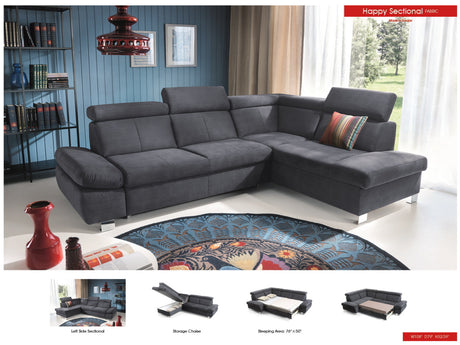 Happy Sectional w/Bed and Storage Right Chaise