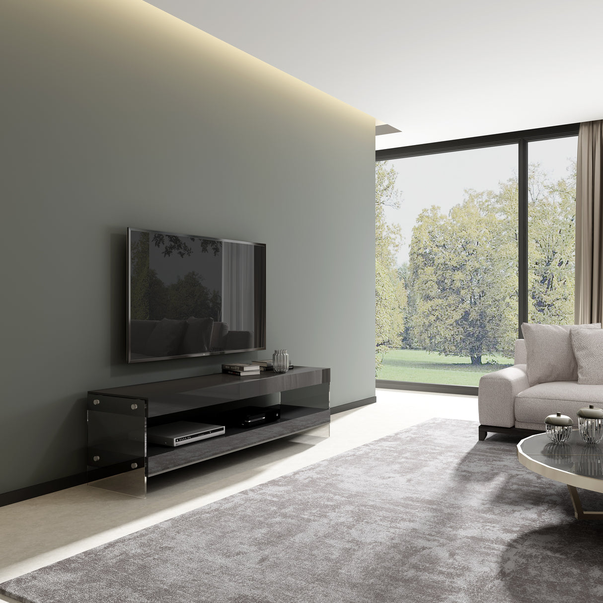 Cloud TV Base in Grey High Gloss