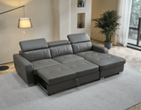 1822 Modern Top Grain Leather Sectional w/bed