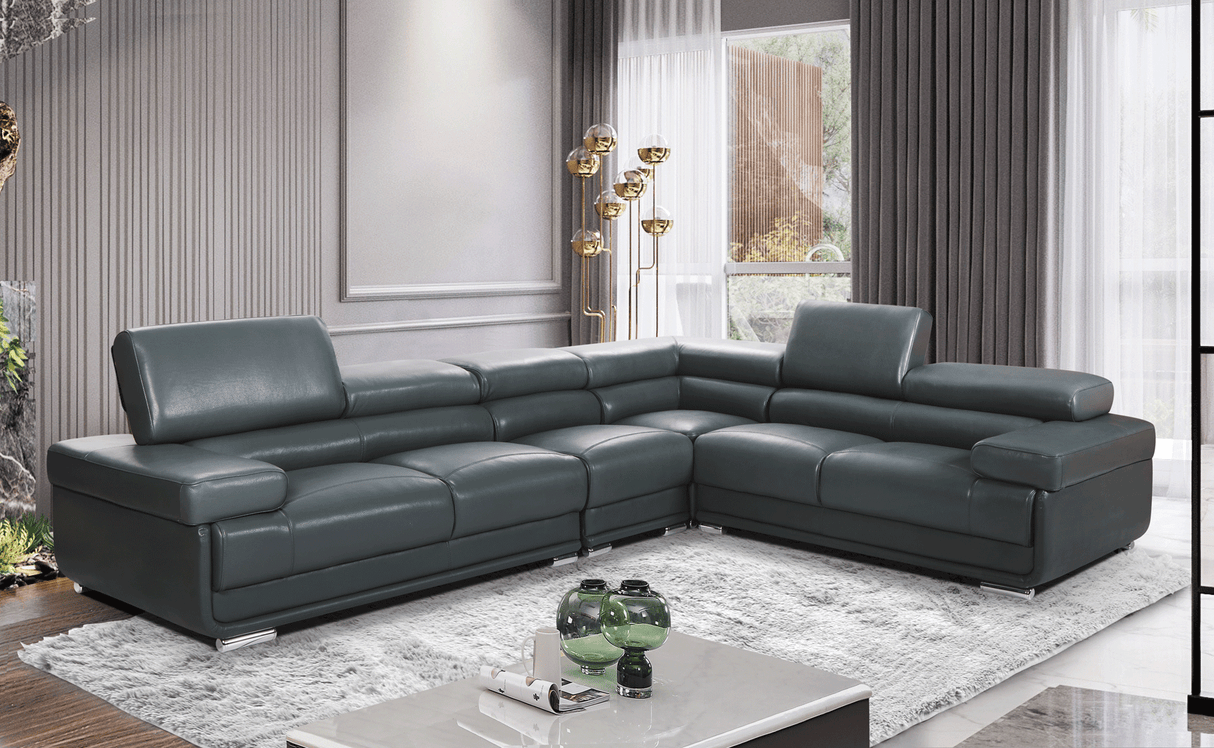 2119 Modern Top-Grain Leather Sectional