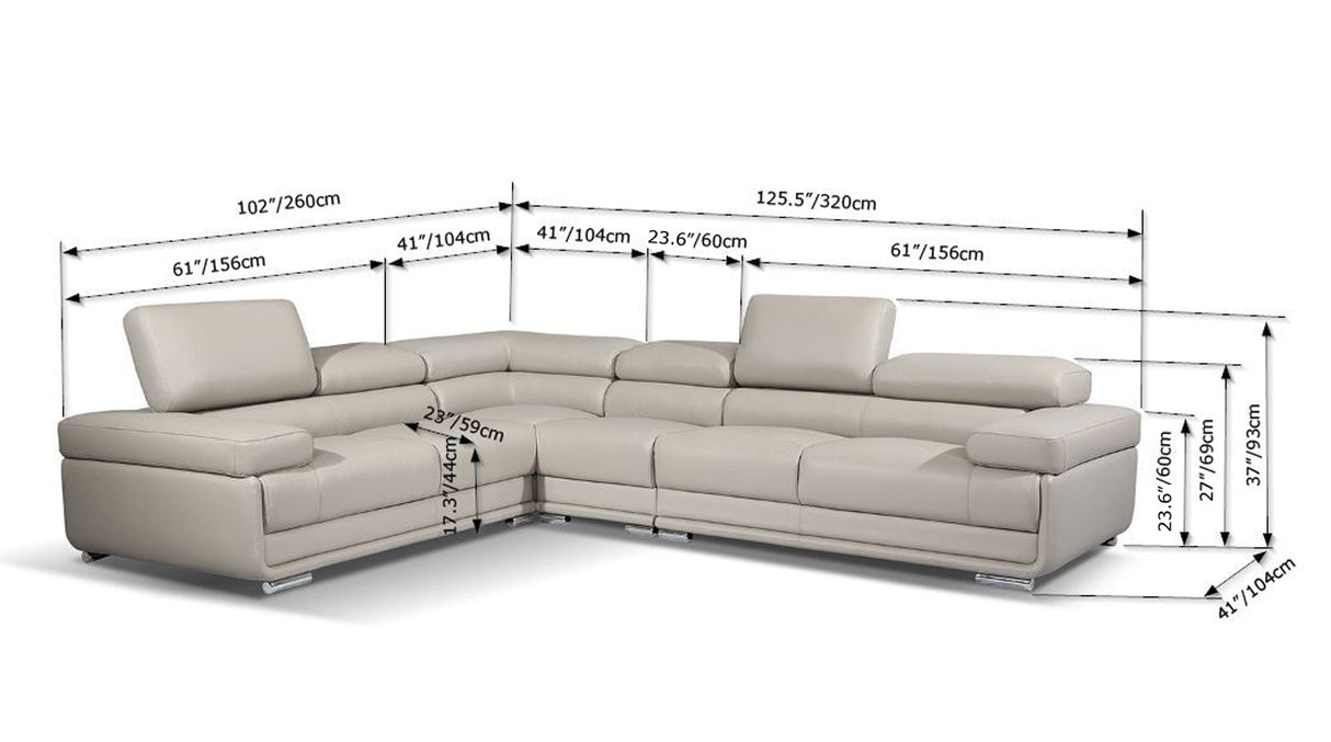 2119 Modern Top-Grain Leather Sectional