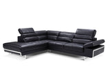 2347 Black Leather Modern Sectional