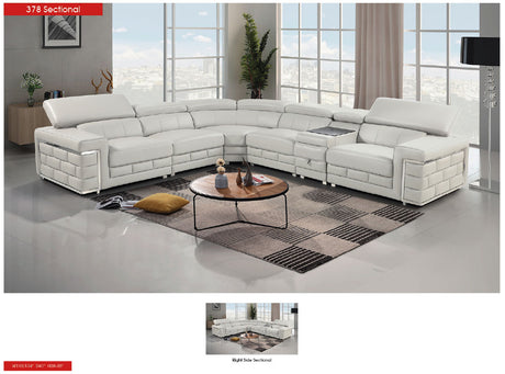 378 Light Gray Leather Sectional