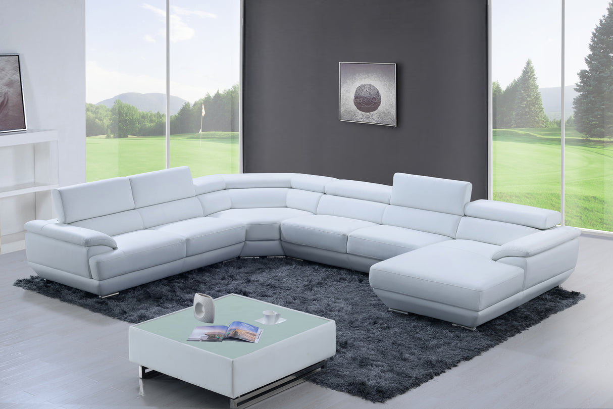 430 Leather Sectional Pure White