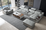 908 Modern Leather Sectional and Ottoman
