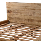 Bree Modern Rustic Platform Bed, Brown Acacia & Mango Wood Frame, Angled Black Iron Legs