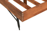 Bree Modern Rustic Platform Bed, Brown Acacia Wood Frame, Black Metal Angled Legs