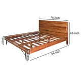 Bree Modern Rustic Platform Bed, Brown Acacia Wood Frame, Black Metal Angled Legs