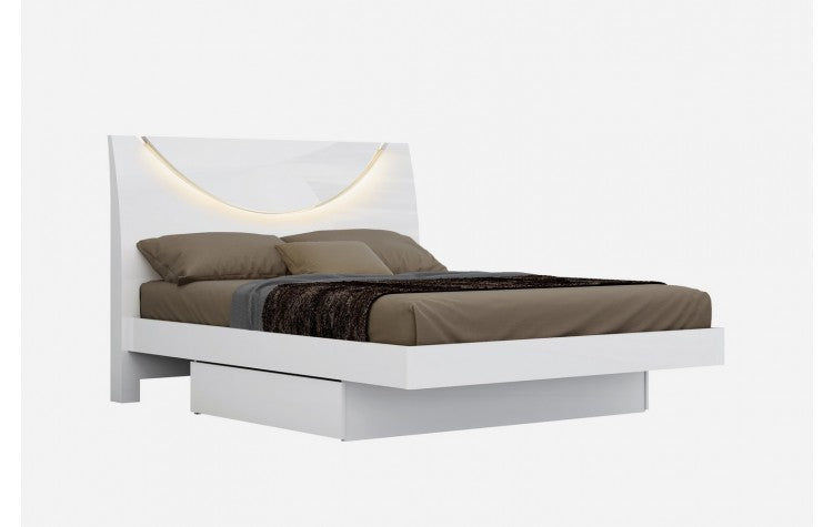 Bellagio Modern Lacquer Wood Bed in White