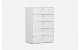 Bellagio Modern Lacquer Wood 5-Drawer Chest in White