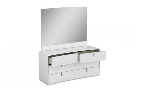 Bellagio Modern Lacquer Wood High Gloss Dresser in White