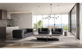 Modern Genuine Italian Leather Upholstered Sofa and Tow Chairs  in Gray
