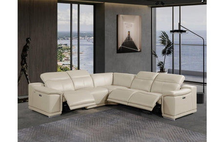 DivanItalia 9762 5-Piece  3-Power Reclining Italian Leather Sectional in BEIGE