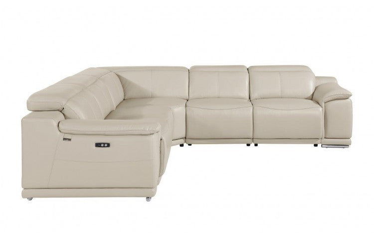 DivanItalia 9762 5-Piece  3-Power Reclining Italian Leather Sectional in BEIGE