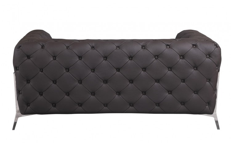 DivanItalia 2-Piece Genuine Italian Leather Sofa & Loveseat in Brown