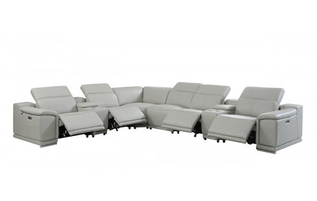 DivanItalia 9762 8-Piece 2 Console 4-Power Reclining Italian Leather Sectional