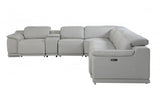 DivanItalia 9762 7-Piece 1 Console 4-Power Reclining Italian Leather Sectional