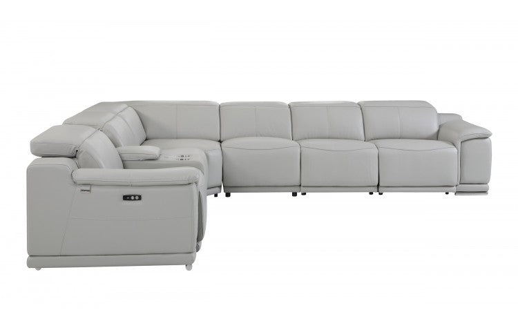 DivanItalia 9762 7-Piece 1 Console 4-Power Reclining Italian Leather Sectional