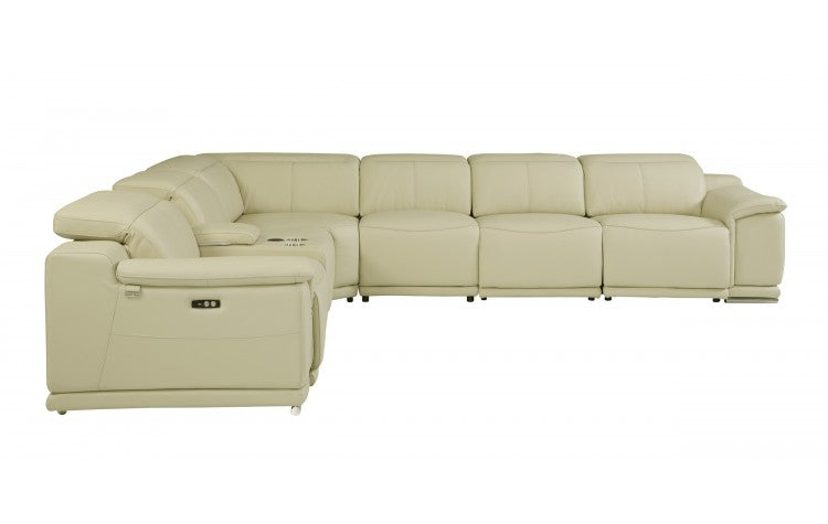 DivanItalia 9762 7-Piece 1 Console 4-Power Reclining Italian Leather Sectional