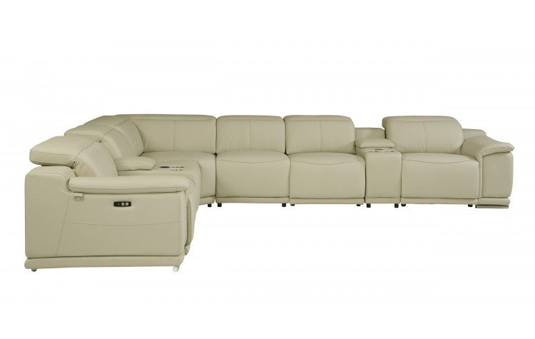 DivanItalia 9762 8-Piece 2 Console 3-Power Reclining Italian Leather Sectional