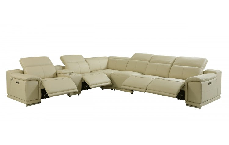 DivanItalia 9762 7-Piece 1 Console 4-Power Reclining Italian Leather Sectional