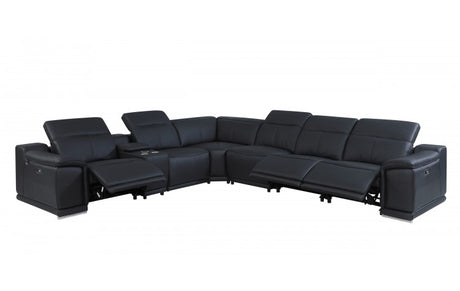 DivanItalia 9762 7-Piece 1 Console 3-Power Reclining Italian Leather Sectional