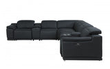 DivanItalia 9762 8-Piece 2 Console 3-Power Reclining Italian Leather Sectional