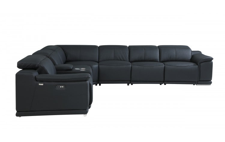 DivanItalia 9762 7-Piece 1 Console 4-Power Reclining Italian Leather Sectional