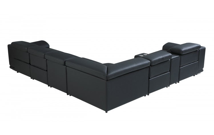 DivanItalia 9762 7-Piece 1 Console 4-Power Reclining Italian Leather Sectional