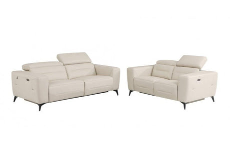 DivanItalia 989 Top Grain Italian Leather 2PC Set with Power Recliner