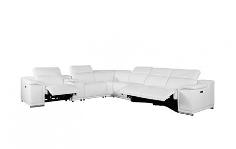 DivanItalia 9762 7-Piece 1 Console 4-Power Reclining Italian Leather Sectional