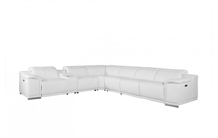 DivanItalia 9762 7-Piece 1 Console 4-Power Reclining Italian Leather Sectional